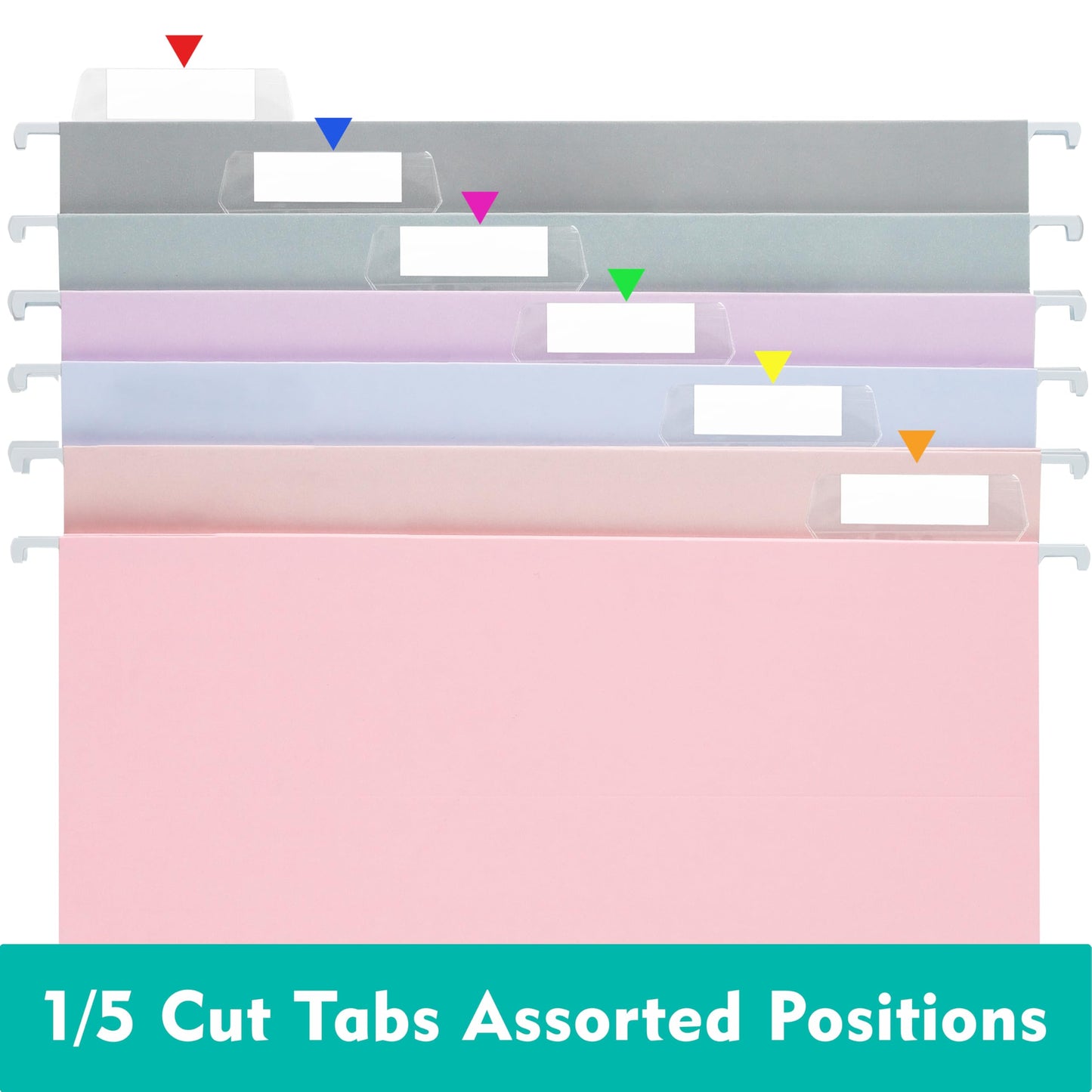 Zzrywuty Hanging File Folders Letter Size, 12-Pack Hanging File Folder with 1/5-Cut Tabs, Pastel File Folders Hanging Organizers for Filing Cabinet, Bulky Files & Medical Charts