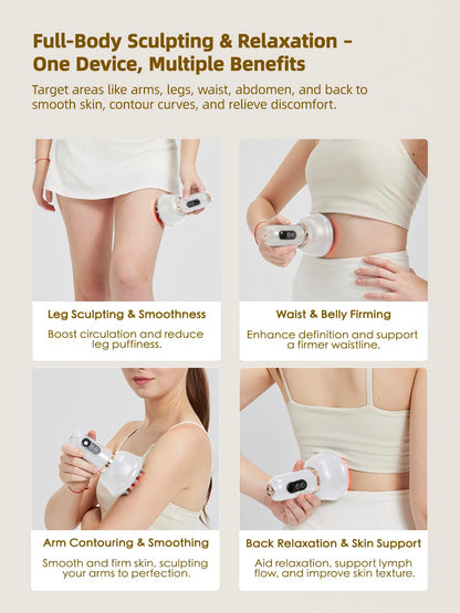 DiDEER Lymphatic Drainage Massager & Anti Cellulite Massage Tool, Reduce Stretch Marks & Cellulite,for Legs, Arms & Belly, Body Sculpting Machine with Microcurrent, Light, Heat & Vibration, (White)