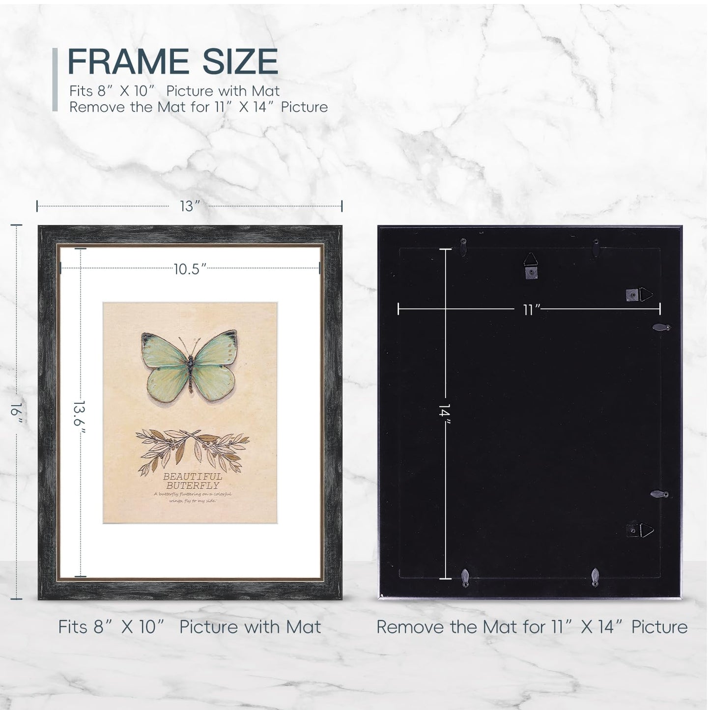 XUANLUO 1 pcs 11x14 Picture Frame with Grey Color,Rustic Retro Photo Frame with HD Plastic Cover for Wall Mount,Display Family Friends Wedding Gift