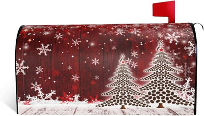 Christmas Mailbox Covers Xmas Tree Snowflake Magnetic Letter Post Box Cover Standard Size 21 x 18 Inch Garden Yard Home Decorative