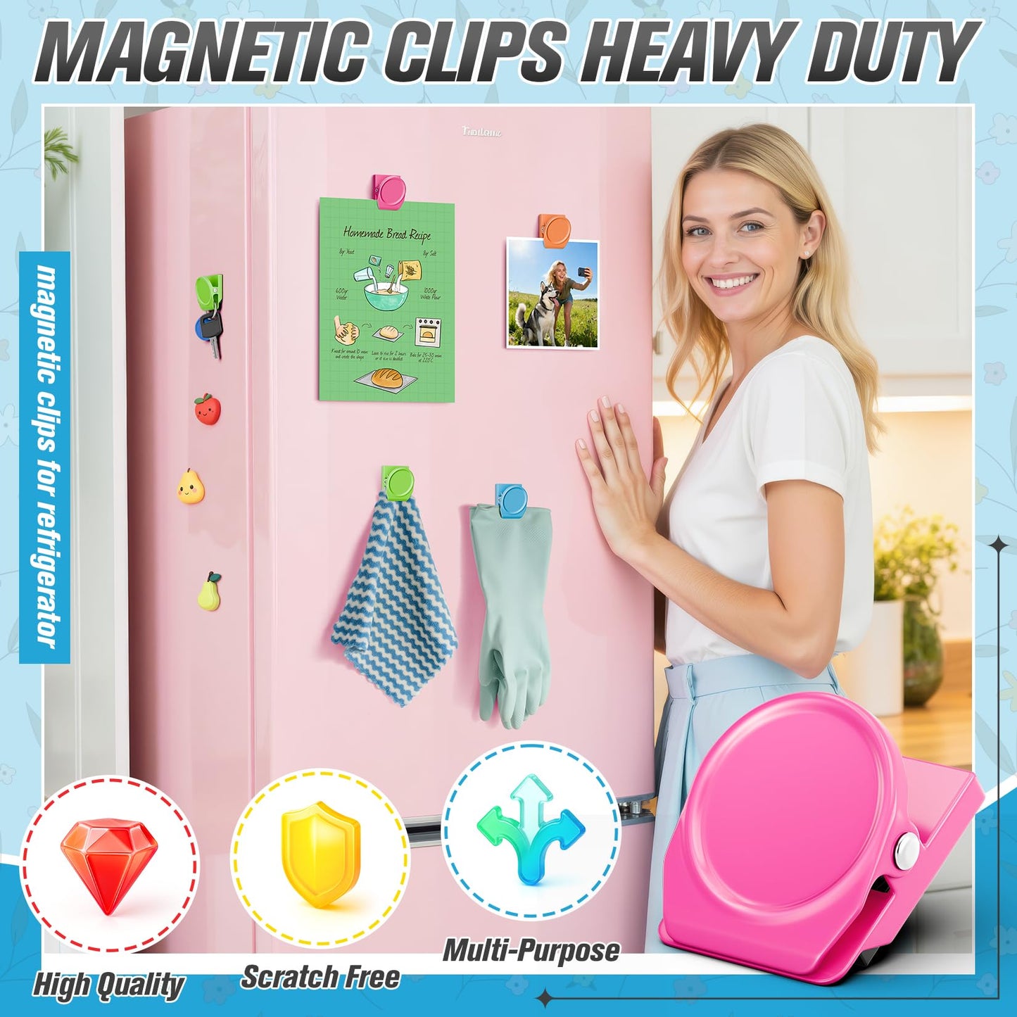 MUKFIRM 24 Pack Magnetic Clip Heavy Duty, Cute Magnetic Clips for Whiteboard, Refrigerator Magnets, Fridge Magnets for Pictures, Strong Magnet Clips for Classroom, Cruise Cabins, Locker, Office
