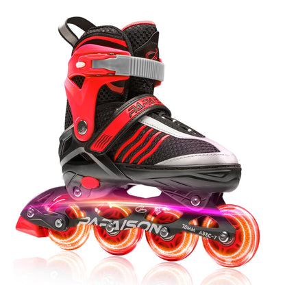PAPAISON Adjustable Inline Skates Boys Ages 4-16, Roller Skates for Girls Kids Ages 5-8 8-12 with Full Light Up Wheels, Outdoor Skates Illuminating Skates for Children Teens Women