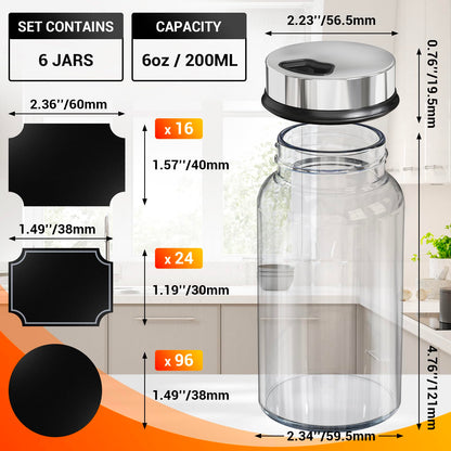 Segarty Spice Jars, 6 Pack 3 oz Spice Bottles with Shaker Lids, Glass Empty Storage Containers with Adjustable Stainless Steel Flow Top for Your Regularly Used Spices