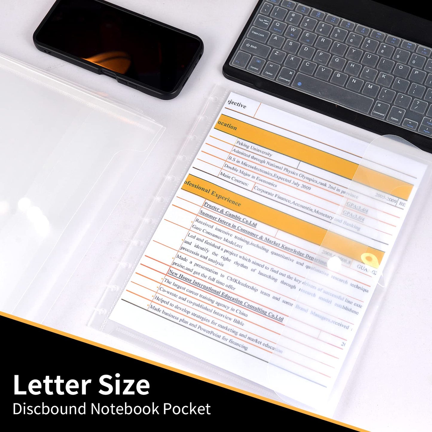6 Pack 8.5 * 11inch Discbound Pocket Letter Size Discbound Planner Notebook Discbound Envelope Supplies for Office & School Home Work Organizer