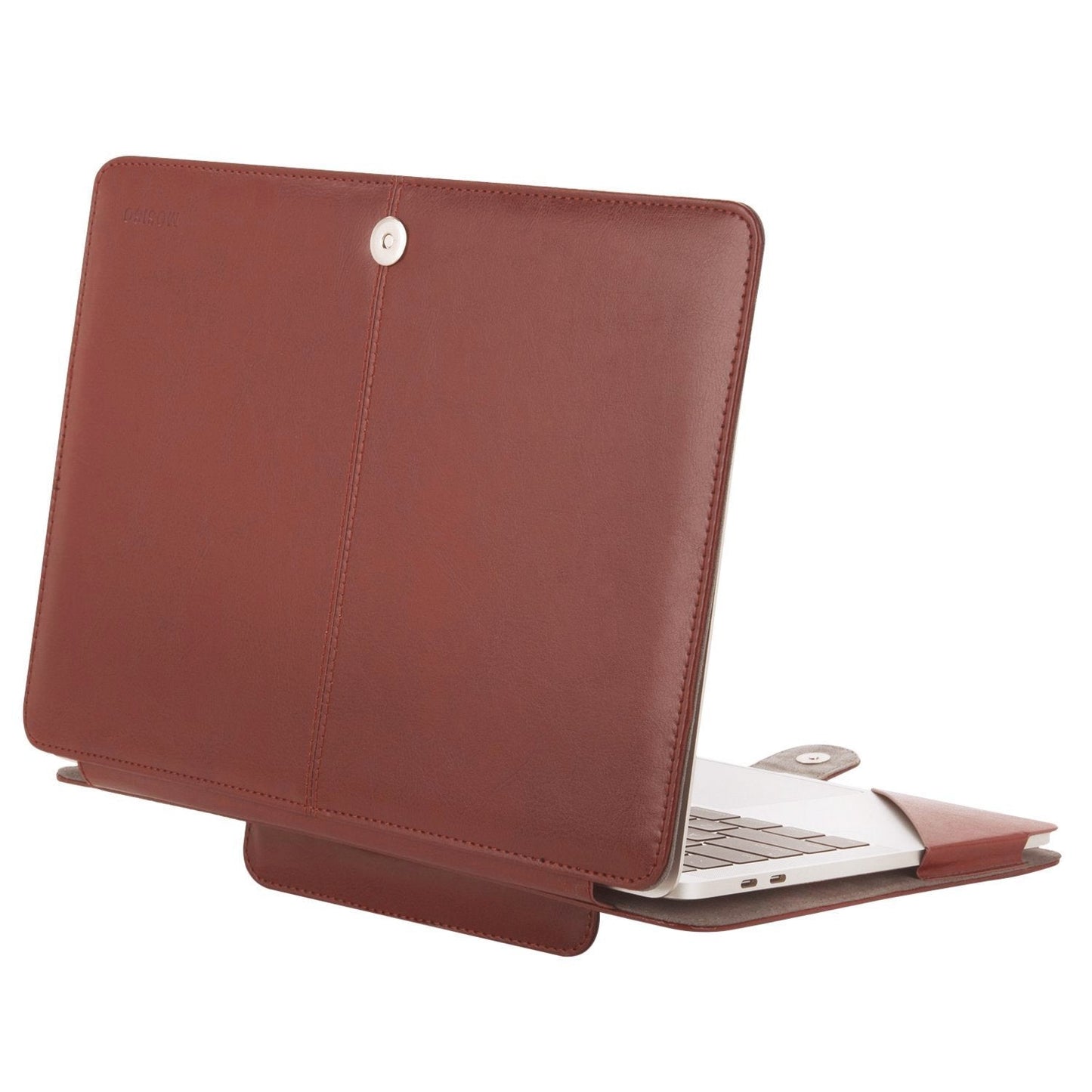 MOSISO Case Compatible with MacBook Air 13.6 inch M4 M3 M2 2025-2022 /Air 13 M1 2022-2018 /Pro 13 inch M2 M1 2025-2016, PU Leather Portfolio Protective Stand Cover, Brown