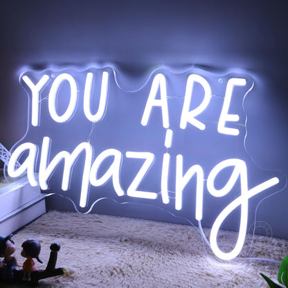 SYLHOME You Are Amazing LED Neon Light Sign 5V Girls Boys Bedroom Living Room Classroom Wall Decor Sign Hanging Smart Kid Birthday Decoration USB 16.9" X 10.6" Cold White