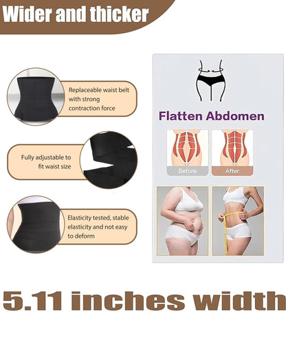 Waist Trainer for Women - Adjustable Postpartum Belly Wrap Tummy Control Bandage & Core Stability, Elastic Waist Trimmer Belt for Fitness, Daily Use, Black