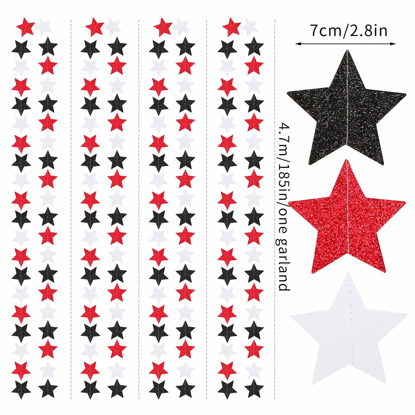 Black White-Red Birthday Party-Decorations Garland - 62FT Twinkle Little Star Graduation Hanging Streamers Banner,Wedding Baby Shower Backdrop, Vampire Classroom Decor Supplies Hugtmr