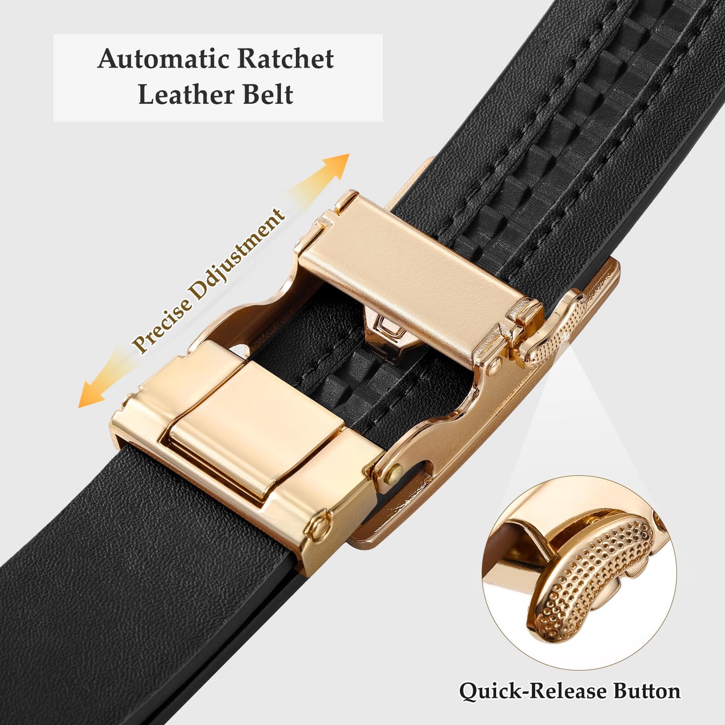 JASGOOD Women Ratchet Leather Belt for Jeans Pants Dress with Gold Sliding Automatic Buckle Ladies Waist Belt,Width 1.2"