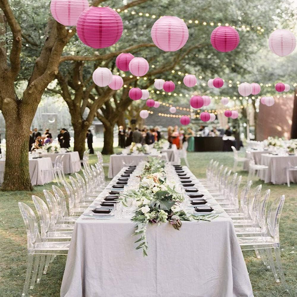 SIPRKAICT Pink Paper Lanterns Party Decorations,12pcs Hanging Paper Lantern for Wedding,Engagement,Bachelorette,Baby Shower,Valentine's Day,Birthday Party