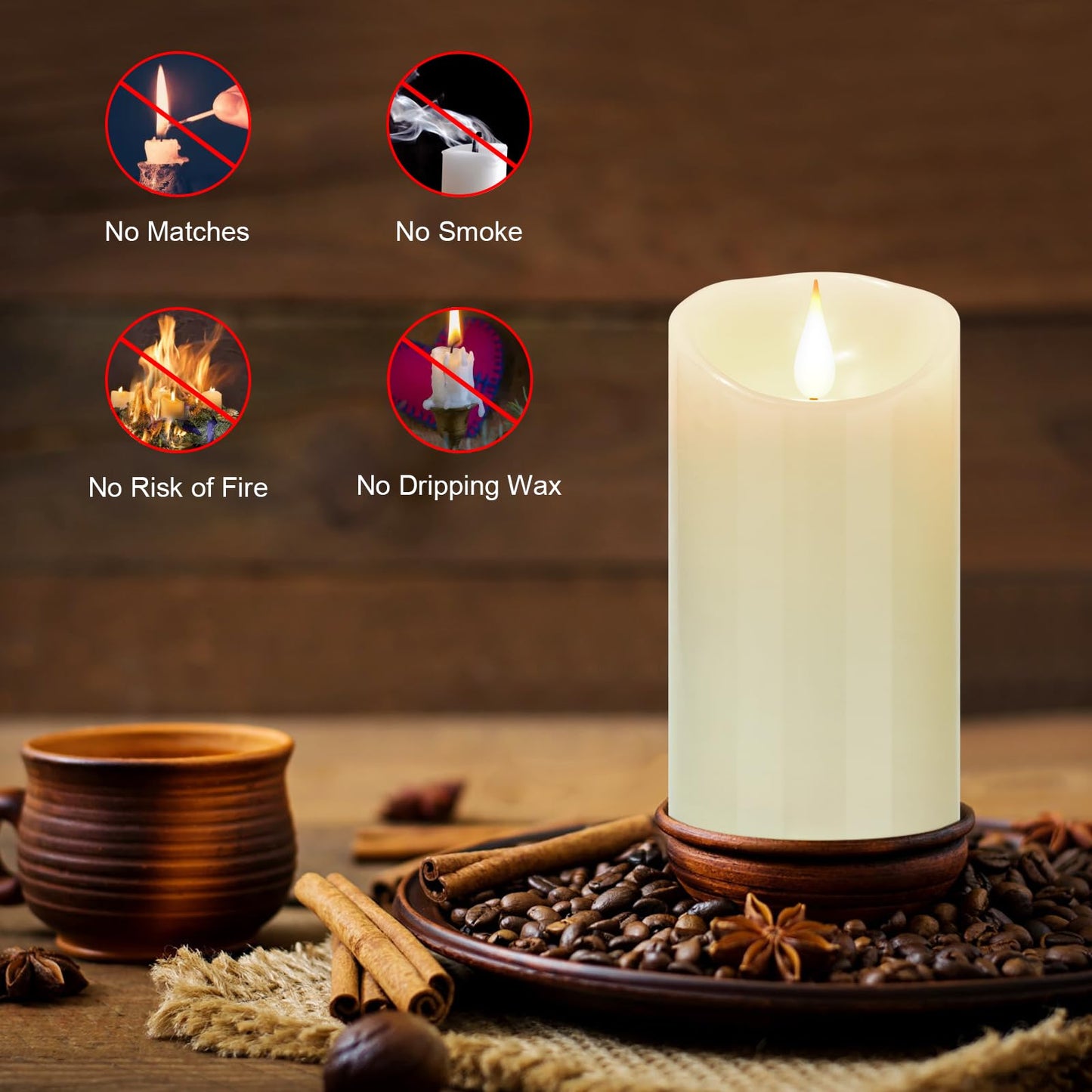 Tappovaly Flameless Flickering Battery Operated Candles 2pack Real Wax Pillar LED Candles with 10-Key Remote Control and 24 Hours Timer for Wedding, Party, Home Decoration (Ivory)