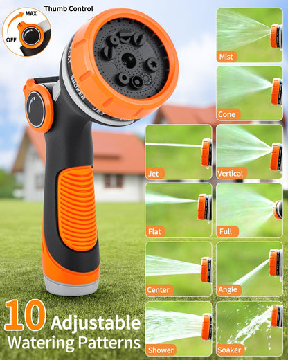 KOSOEUR Retractable Garden Hose Reel, 1/2 in x 65 ft Garden Hose Reel, Automatic Retractable Water Hose Wall Mount with 10 Pattern Nozzle, Slow Rewind System/Any Length Auto Lock 180° Swivel Bracket