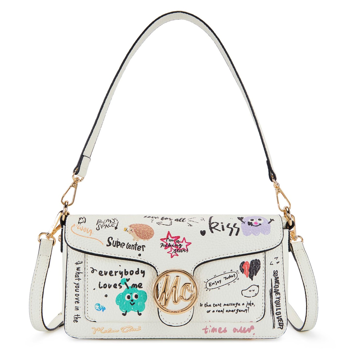 Milan Chiva Crossbody Bags for Women - Small Cross Body Purse Shoulder Bag, Cute Purse Handbags for Daily Commute Travel MC-619-1WT