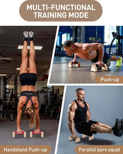 Wood Push Up Bars, Non-Slip Calisthenics Equipment for Strength Training, Solid Wood Calisthenics Bars & Parallettes Bars, Push Up Handles for Floor Exercises