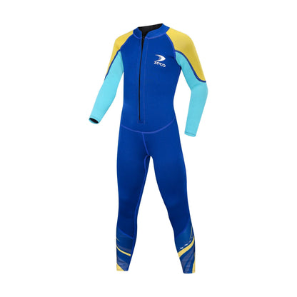 ZCCO Kids Wetsuit,2.5mm Neoprene Diving Suit for Teens,Full Body Swimsuit for Boys and Girls,Long Sleeve One Piece Wet Suit Perfect for Swimming, Surfing, and Water Sports (Bright Blue, L)