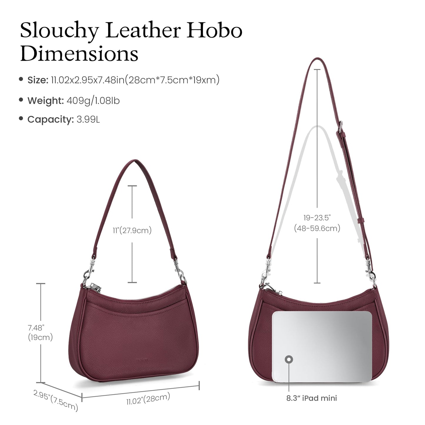 befen Genuine Leather Handbags for Women Travel Purses Anti Theft Crossbody Bag Burgundy Purses with RFID Blocking Soft Real Leather Hobo Bag Designer Trendy Womens Handbag Shoulder with 2 Straps