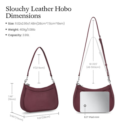 befen Genuine Leather Handbags for Women Travel Purses Anti Theft Crossbody Bag Burgundy Purses with RFID Blocking Soft Real Leather Hobo Bag Designer Trendy Womens Handbag Shoulder with 2 Straps