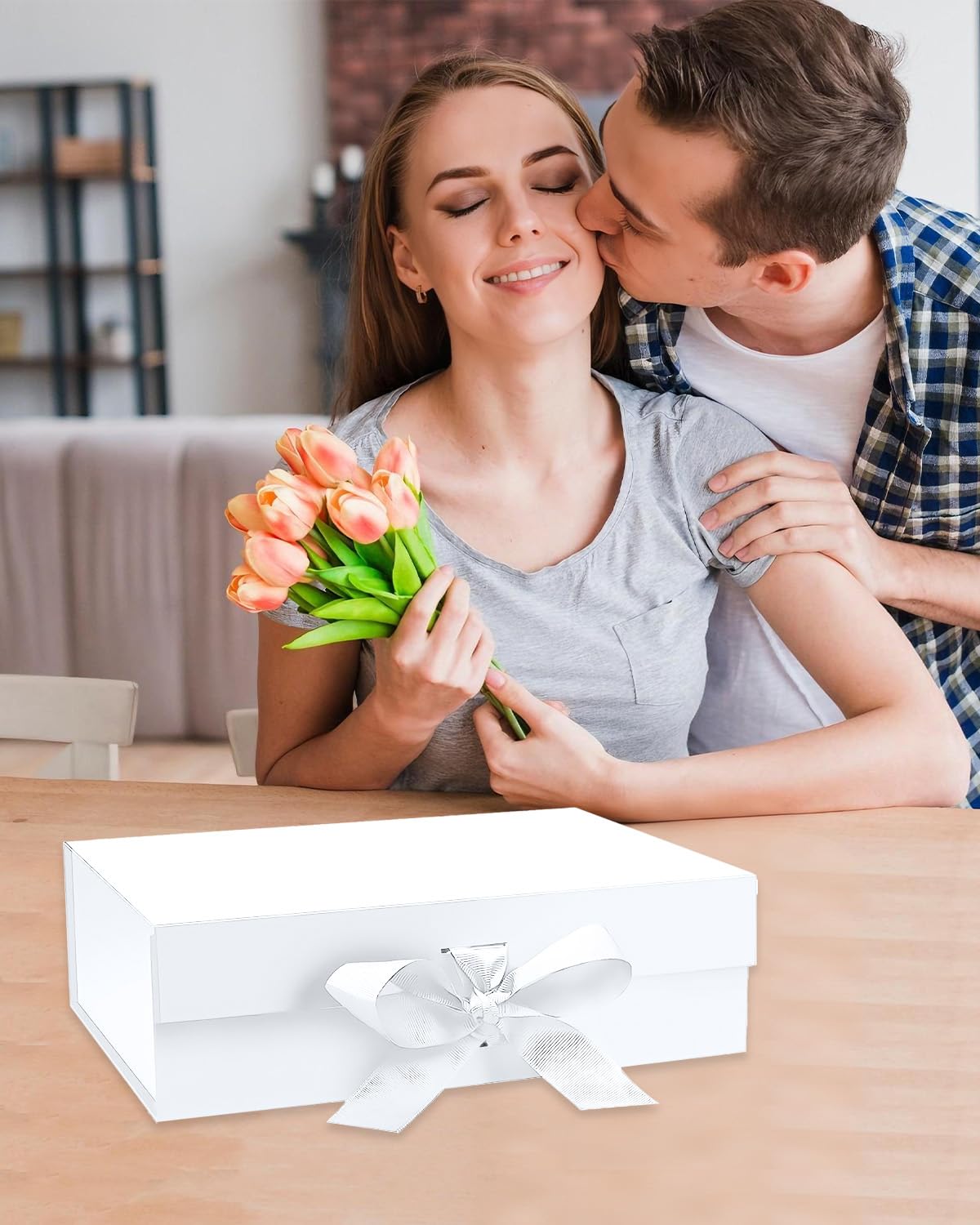 Gift Boxes With Lids, 6 Pack Magnetic Gift Box Gift Box With Ribbon, Bridesmaid Proposal Box For Birthday Christmas Bridesmaid Wedding, 10.5"X7.5"X3.1" (White)