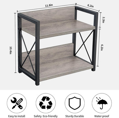 Giikin Countertop Shelf Organizer, 2 Tier Kitchen Spice Rack Organizer for Countertop, Wood Coffee Counter Shelf Organizer for Home (Grey, S)