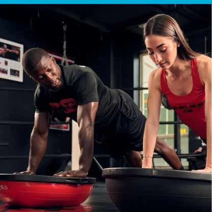 BOSU Balance Trainer, Half-Ball Training Equipment, 65 cm Diameter, 350 lb Capacity - Burst-Resistant Stability Exercise Tool w/ Non-Slip Base, Includes Hand Pump, Commercial-Grade
