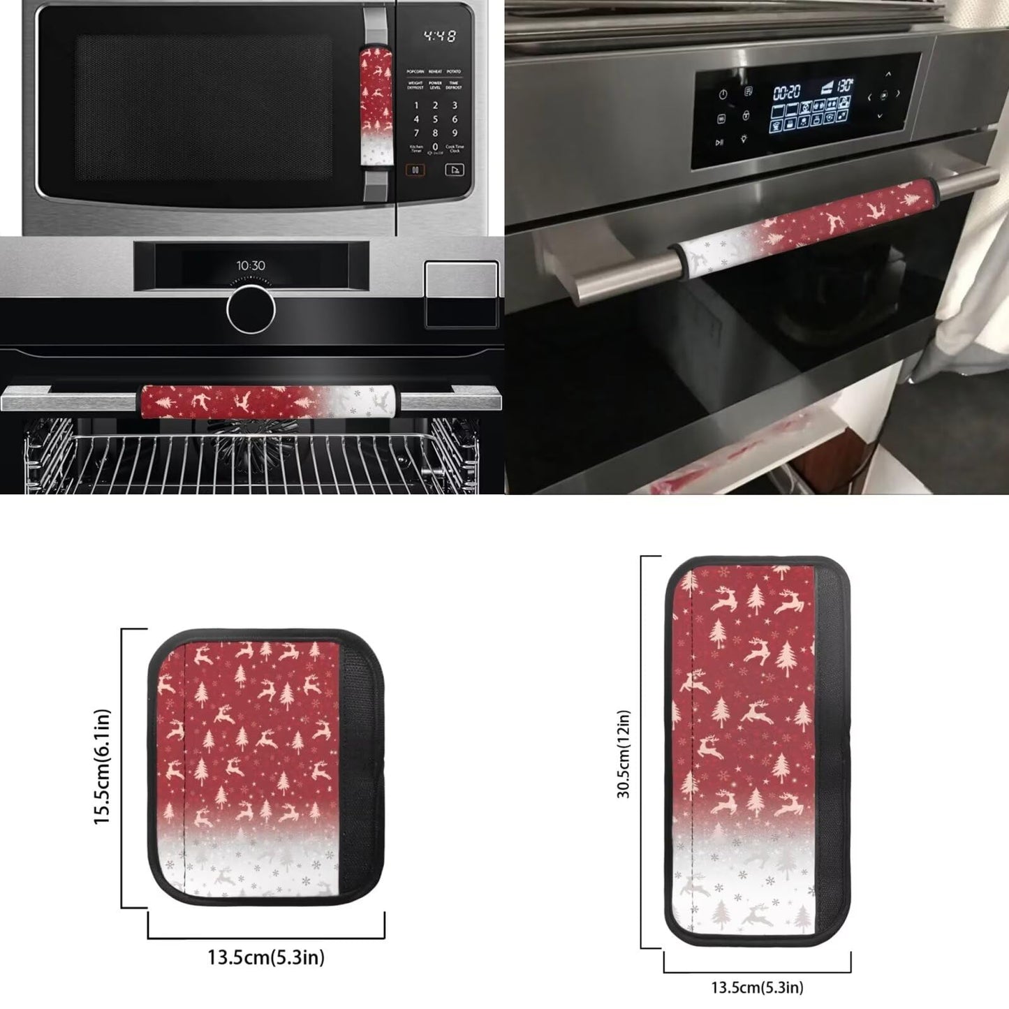 Yatixapu 6Pcs Refrigerator Door Handle Cover, Christmas Deer Washable Kitchen Appliance Decor Handles Fridge Oven Microwave Dishwasher Antiskid Protector, Keep Off Fingerprints Food Stains