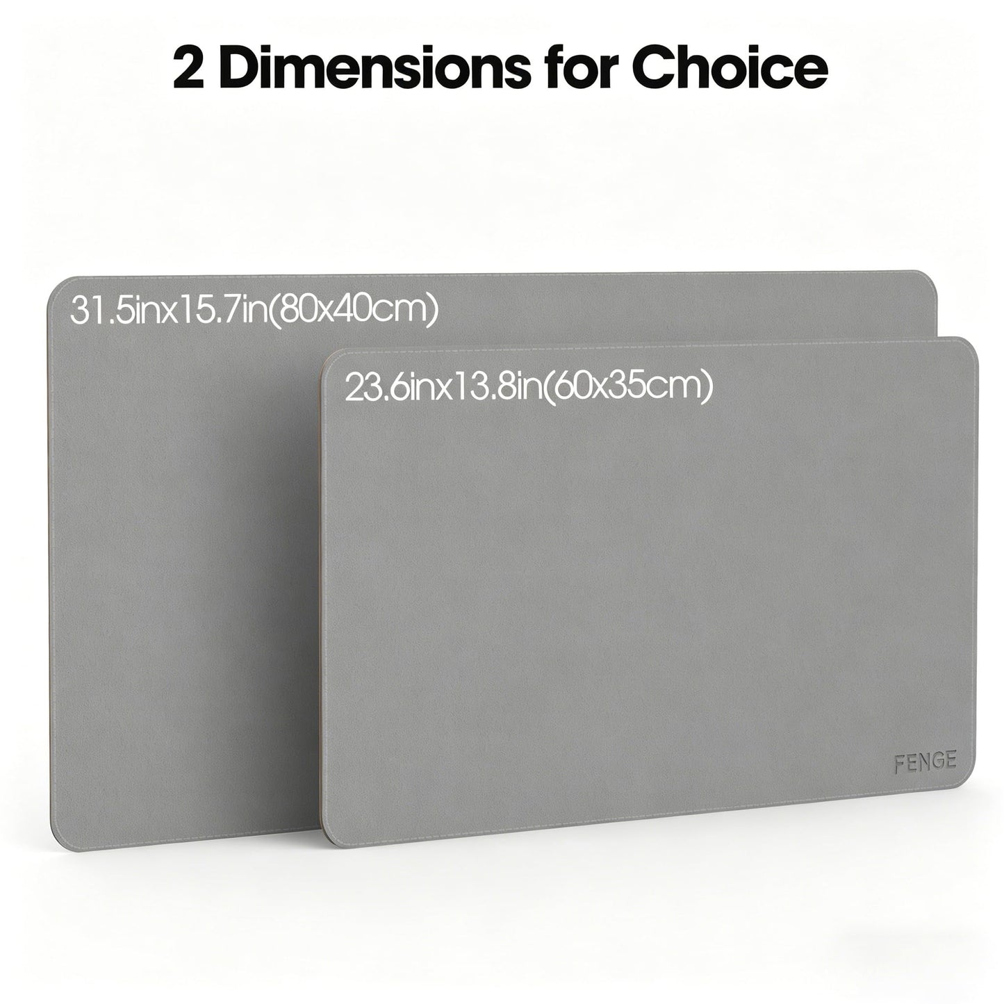 Fenge Desk Pad Mat, Water Resistant Mouse Pad, Double-Sided Mouse Mat with Anti-Slip Cork Base, Faux Leather Desk Blotter for Home Office, Laptop, Mouse, 23.6 x 13.8 Inches, Light Grey