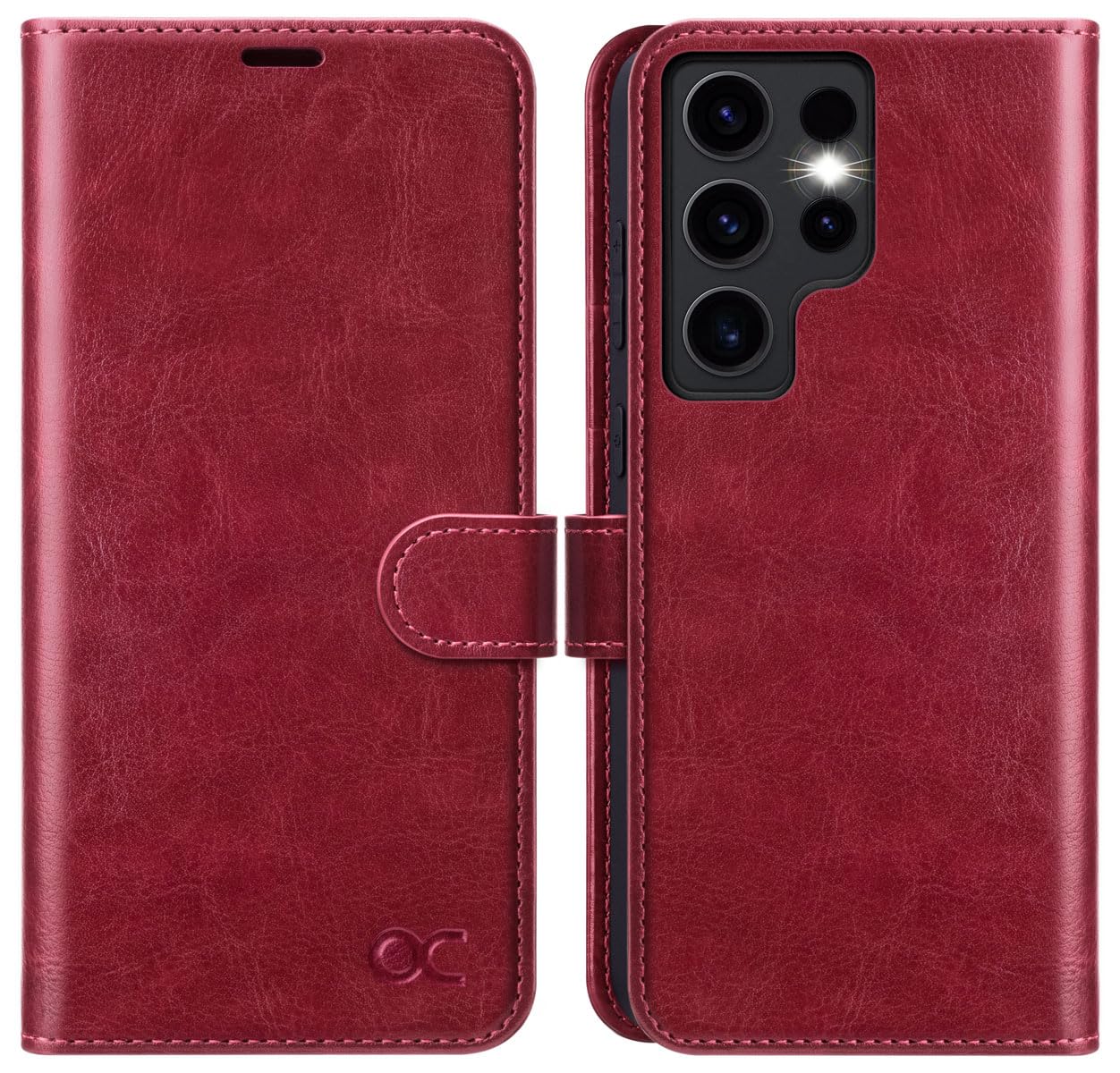 OCASE Compatible with Galaxy S24 Ultra 5G Wallet Case, PU Leather Flip Folio Case with Card Holders RFID Blocking Kickstand [Shockproof TPU Inner Shell] Phone Cover 6.8 Inch (2024), Red