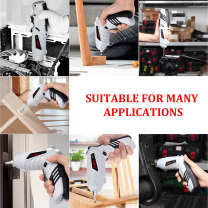 Electric Screwdriver Cordless, Goldsea Powered Screwdriver Set with 10 Magnetic Bits tool kit for college students,Portable Rechargeable Screw driver Tool Set for Dorm Home DIY(4.2v, 3.5n.m, White)