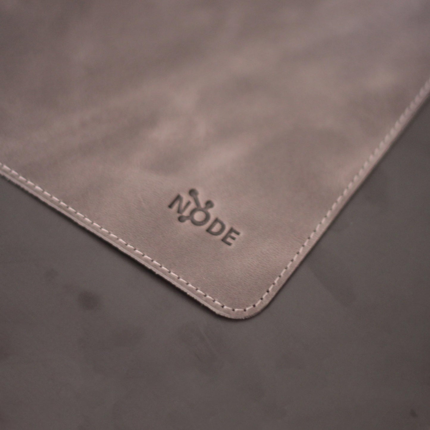 Node Leather | Genuine Leather Mouse Pad for Office & Home – Non-Slip Premium Leather Mouse Mat – Handmade, 9" X 10" Size, Cloudy Light Gray
