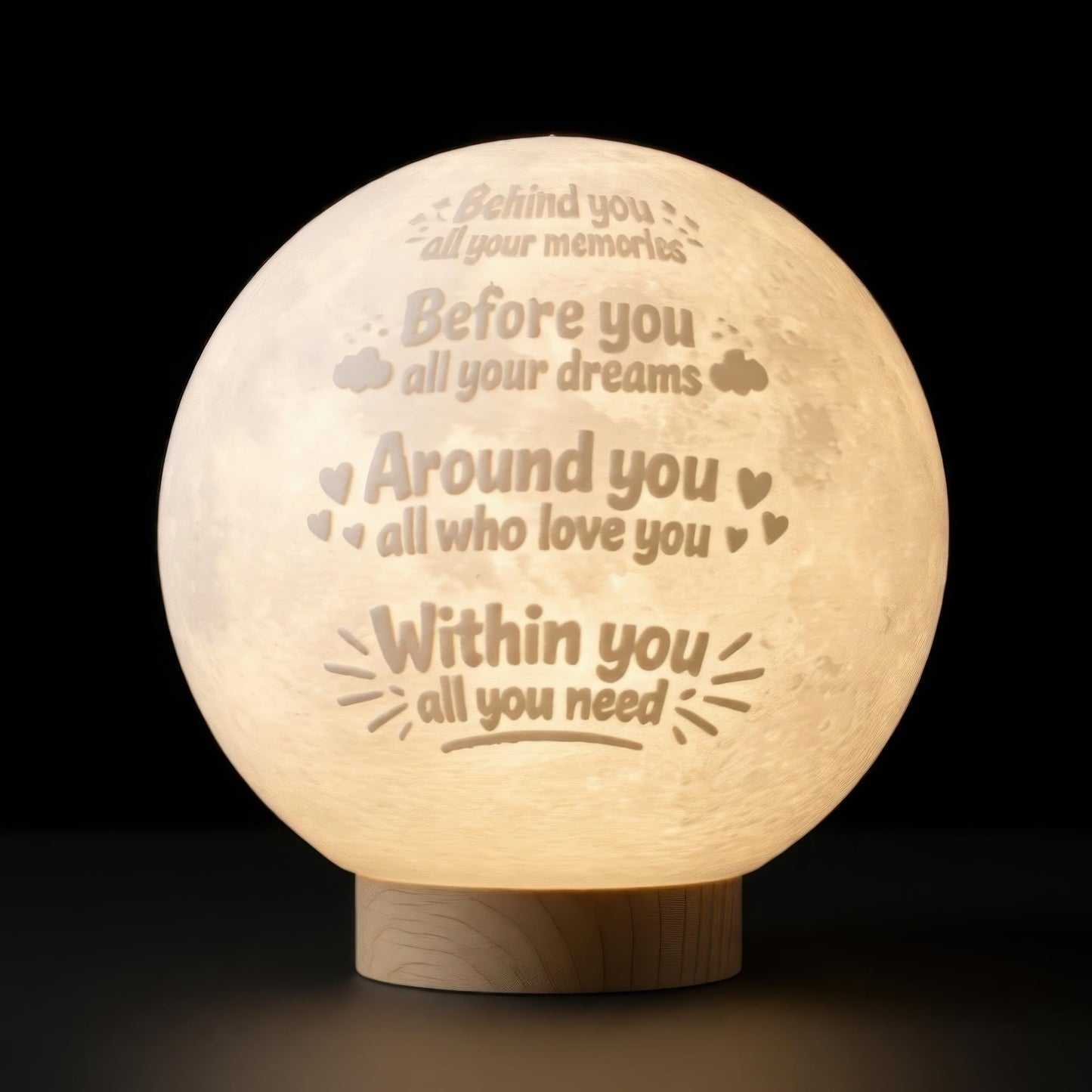 Funnytree Congrats Grad 2026 Graduation Gift Moon Lamp Night Light - Home Nursery Room Bedroom Office Desk Decor, Gifts for Classmates Friends Students Boys Girls Son