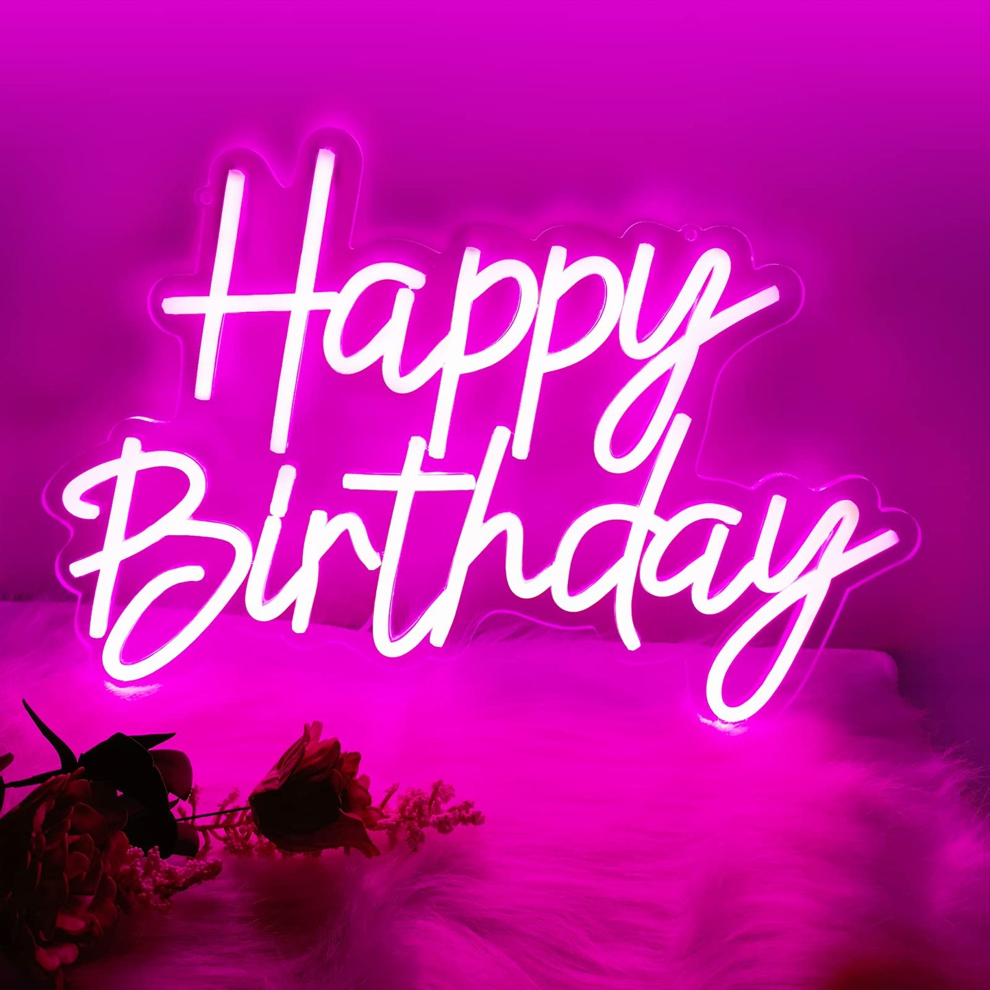 Happy Birthday Neon LED Night Light Can Be Used For Birthday, Wedding, Anniversary, Christmas, Home Decoration Party Backdrop Light, Best Gift For Family Friends Children