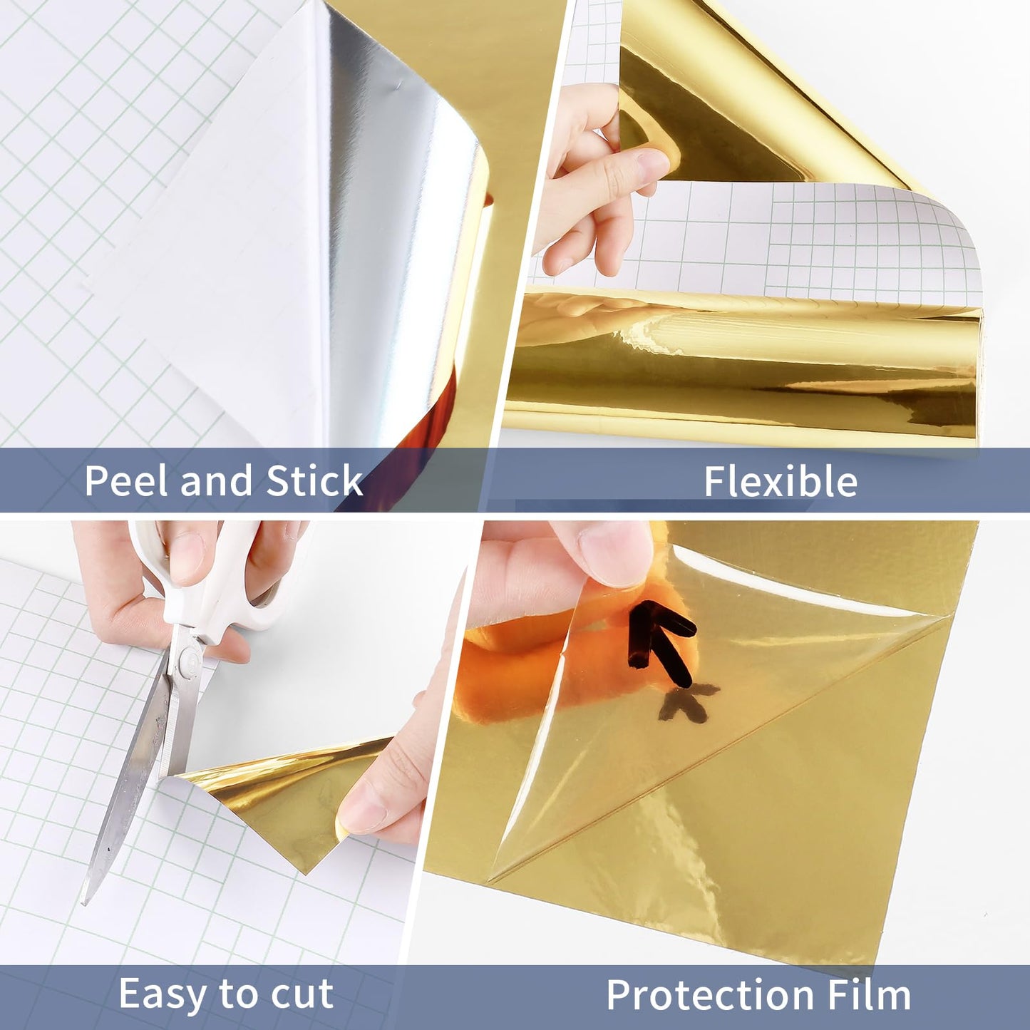 WESTICK Glossy Gold Contact Paper for DIY Project Flexible Gold Permanent Vinyl Wallpaper Self Adhesive Golden Cricut Vinyl Mirror Stickers for Home Decor Countertops Cabinets Walls 15.8" x 80"