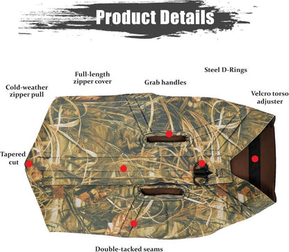 HUNTPAL Waterfowl Camo Dog Hunting Vest - Neoprene Reflective Harness for Large Dogs | Adjustable No Pull Design