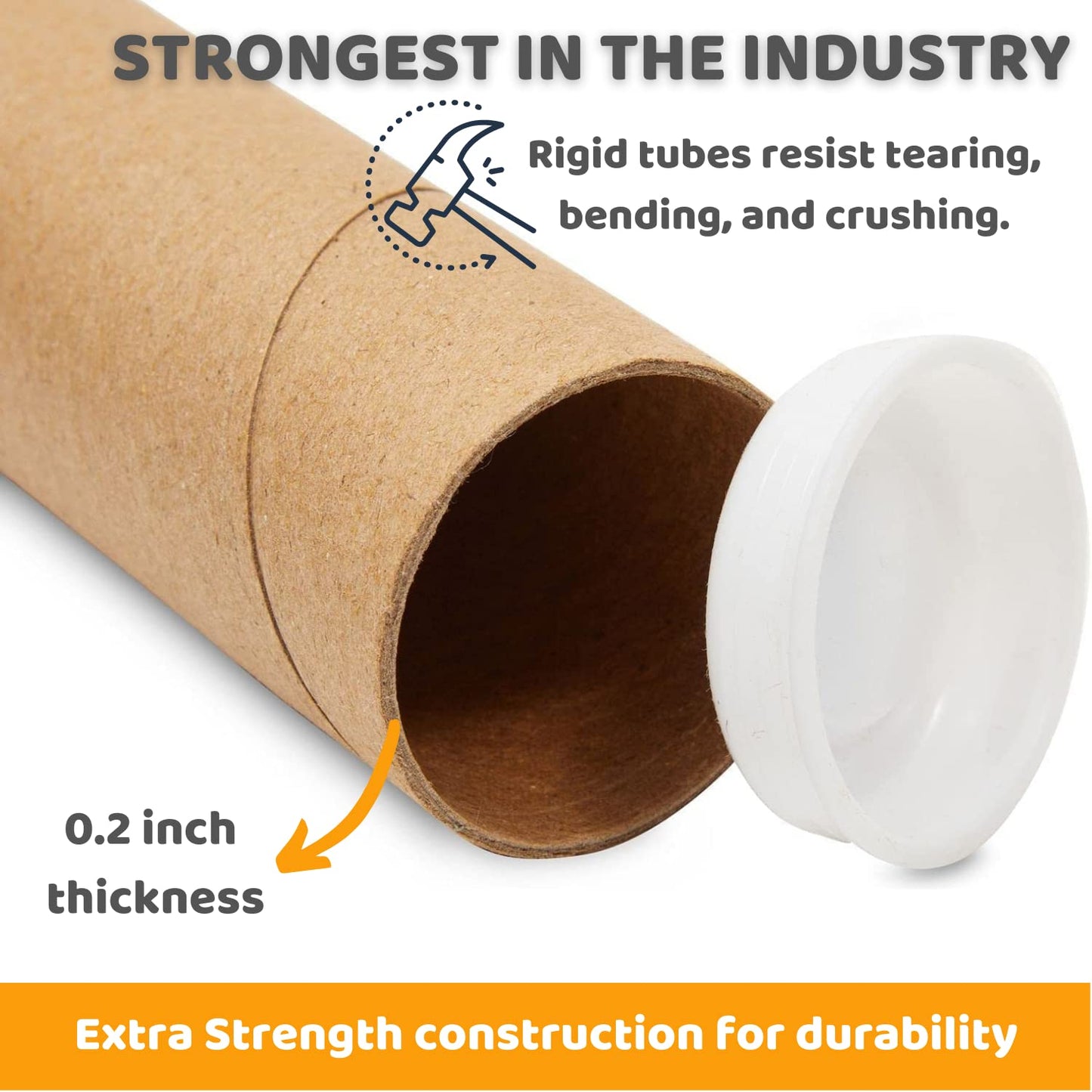SAVUK Mailing Tubes with Plastic Caps Shipping Cardboard Blueprints Artwork Poster Extra Heavy-Duty Thickness Posters, Art Prints Multipurpose Documents Storing (1 Pack) 2x24 inch