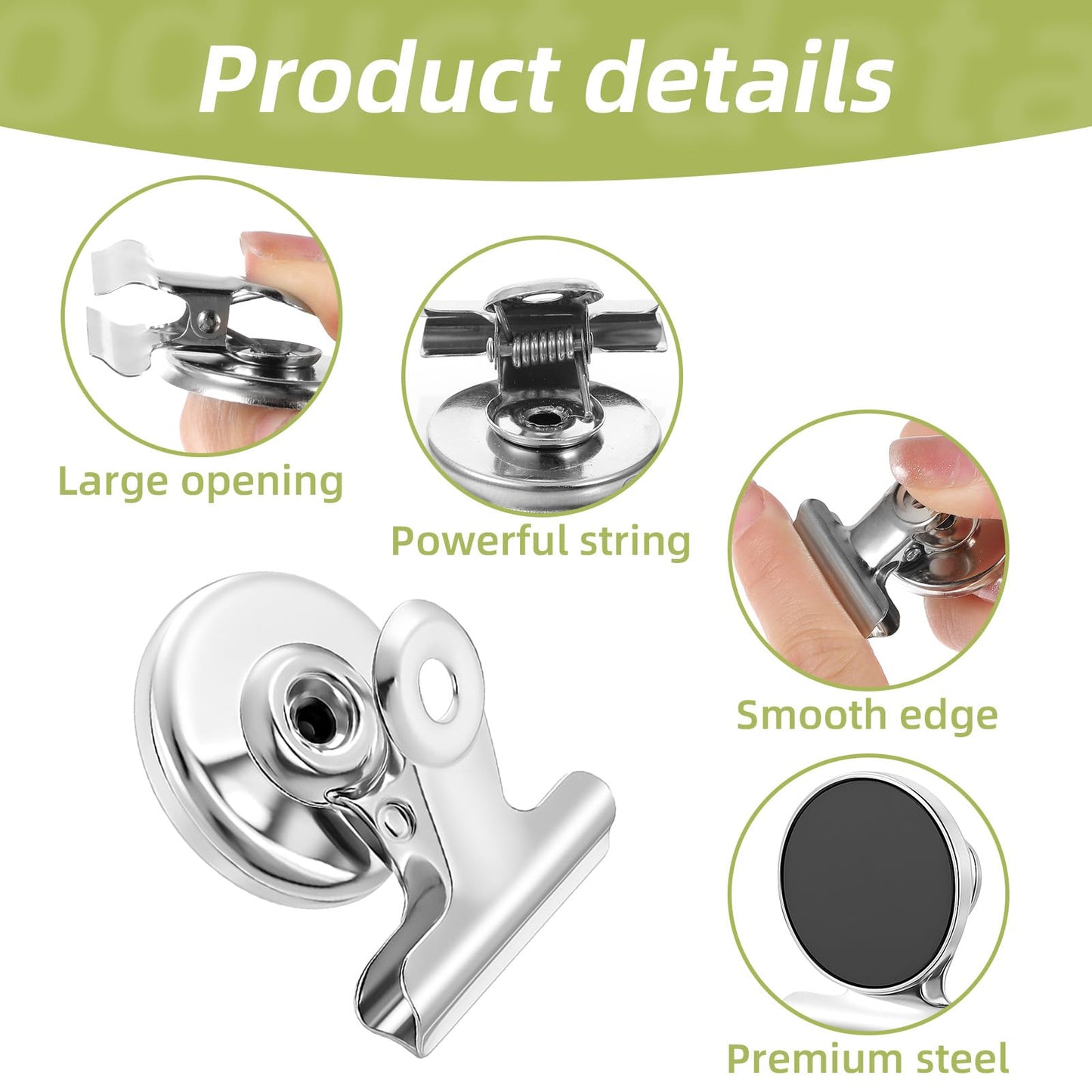 80 Pack Strong Magnetic Clips with Heavy Duty Magnets, Industrial Magnet Clip for Fridge Office Classroom Locker, 1.18"x1.53" Round Clips with Magnets (Iron & Neodymium)