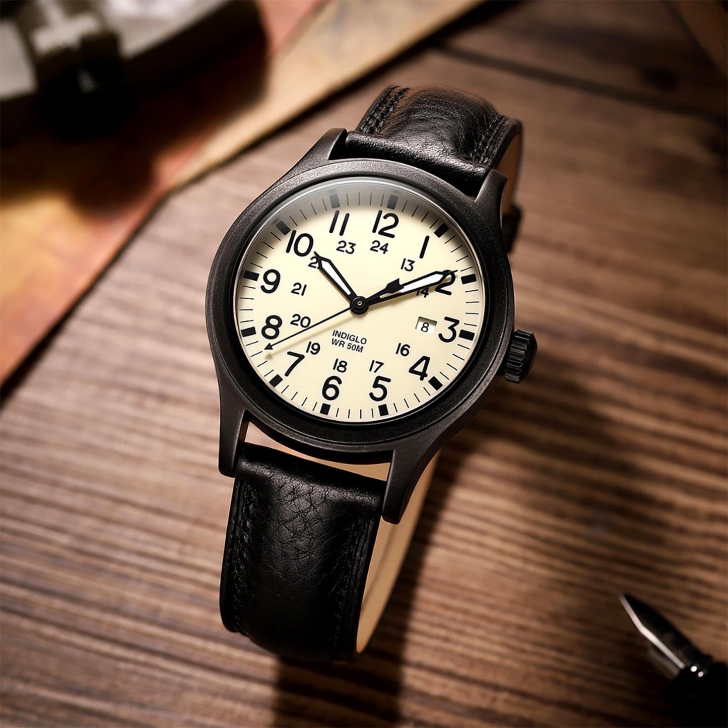 Getalia Italian leather Watch Band Tuscany Natural Vegetable-Tanned Full Grain Genuine Leather, Skin-Safe, Quick Release Replacement Watch Straps for Men and Women Thick and Soft (Black Width-22mm)
