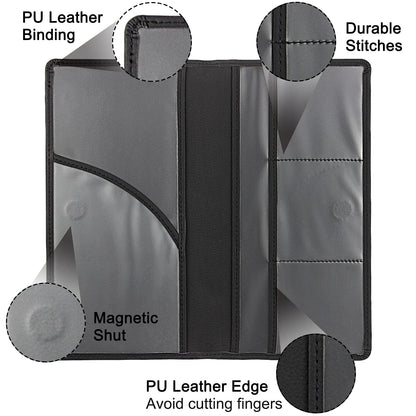 LumiMokki Premium Car Registration & Insurance Card Holder with Magnetic Shut, Vehicle Glove Box Car Organizer - For Documents, Cards, License (Black)