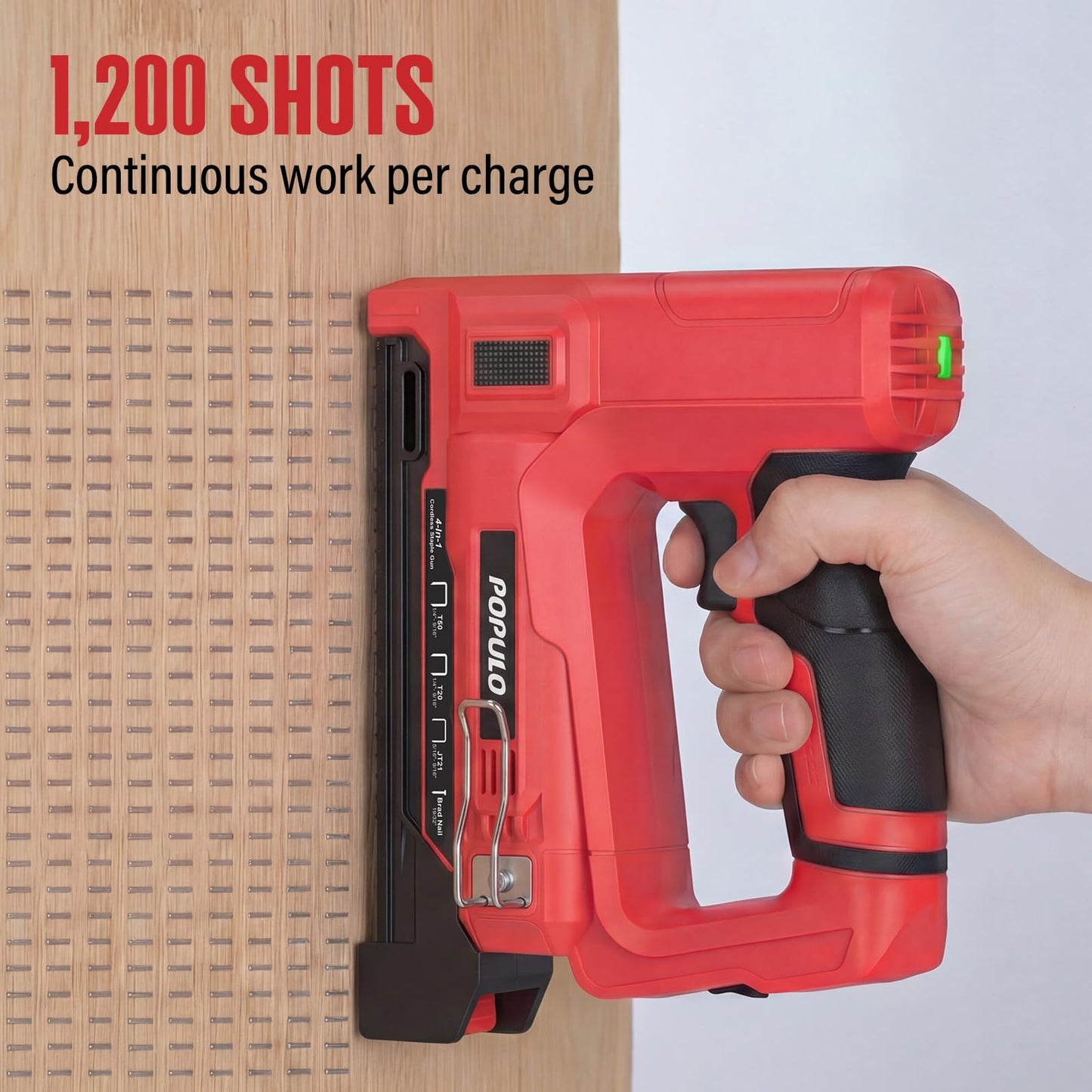 POPULO Electric Staple Gun 4 in 1 Cordless Stapler, 4V Rechargeable Band Nailer, Nail Gun Battery Powered with 2,000 Staples and Nails, Power Tacker Staple Gun for Wood, Upholstery, DIY