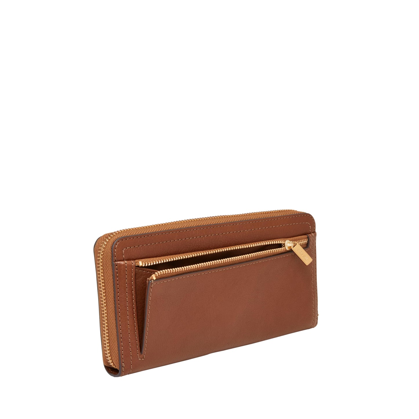 Fossil Women's Logan Leather Wallet, RFID Blocking Wallet for Women, Zip-Around Clutch with Wristlet Strap, Brown