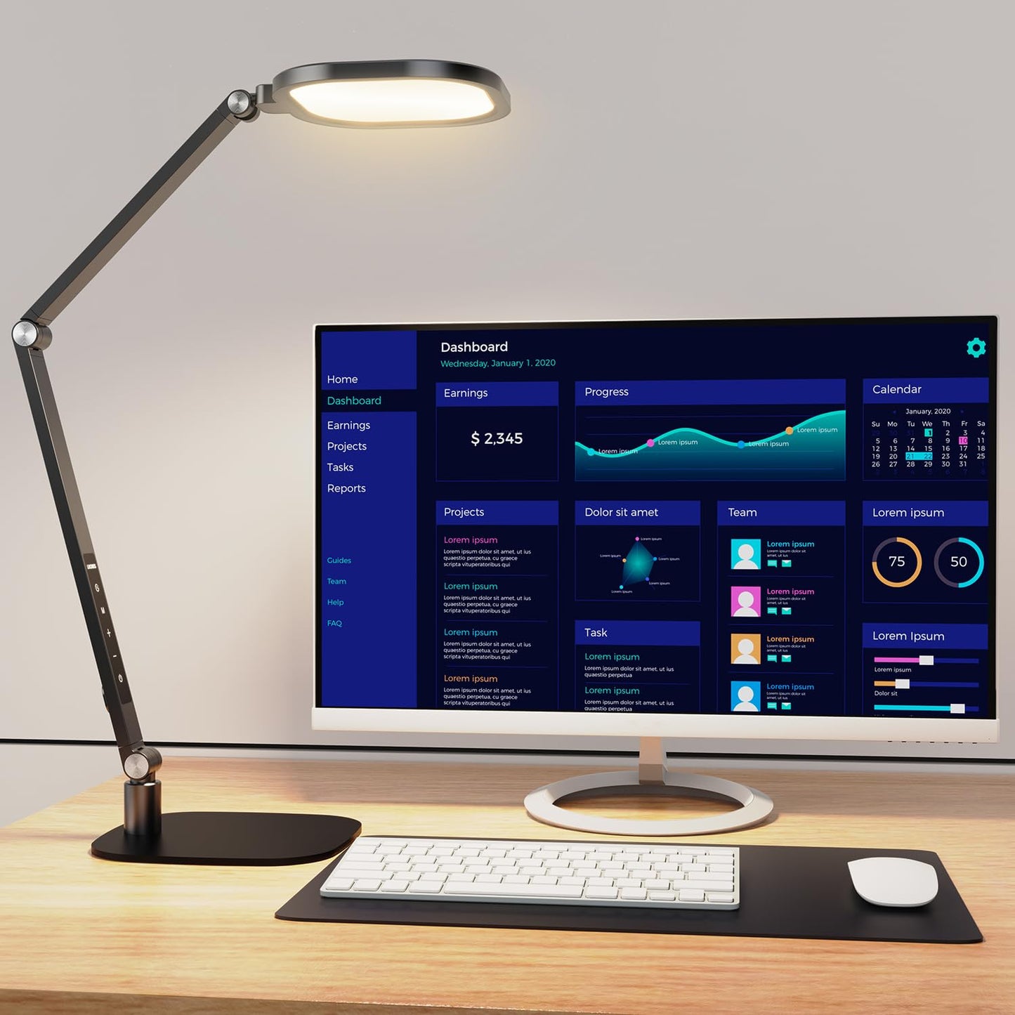 LitONES LED Desk Lamp for Home Office, Professional Eye-Caring Diffused Desk Light, 3 Color 10 Brightness Computer Light, Dimmable Office Lamp with Memory & Timer Func, Metal Swing Arm Table Lamp