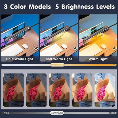 Rechargeable Overhead Video Conference Light for Desk with 3 Models 5 Brightness Levels,Built-in 3600mAh Battery Can be Used for Tiktok,Video Recording,Zoom Meeting,YouTube and Live Broadcast