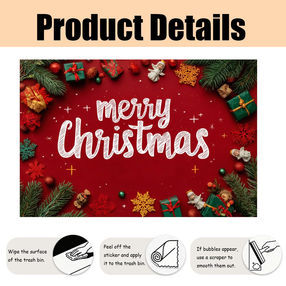Kitchen Wall Decals 35.5x23.6 Inch Merry Christmas Lettering with Gifts Snowflakes and Pine Branches Peel and Stick Wall Stickers for Kitchen Living Room Holiday Home Decoration Removable
