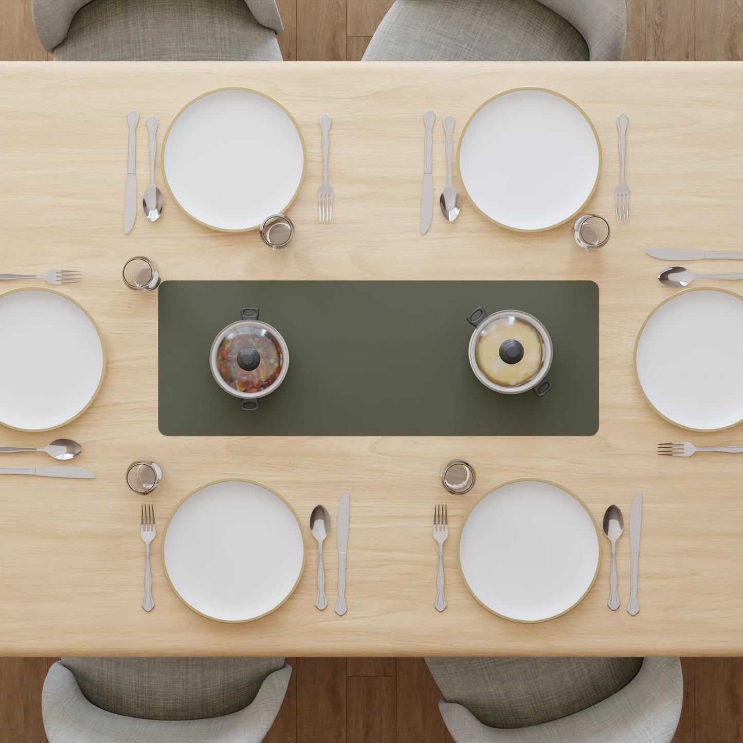 Encasa XO Dual Sided Leather Olive Table Runner with Suede Top | Heat & Water Resistant, Non-Slip, Wipeable & Durable Dining & Kitchen Table Decor | 12"x33"