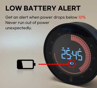 CREAVIVA Visual Digital Timer - 60 Min Countdown & Count Up, Large LED Screen with Red Visual Disc, Magnetic Silent Timer for Kids, Seniors, Classroom, Kitchen Cooking, ADHD & Autism Productivity Tool