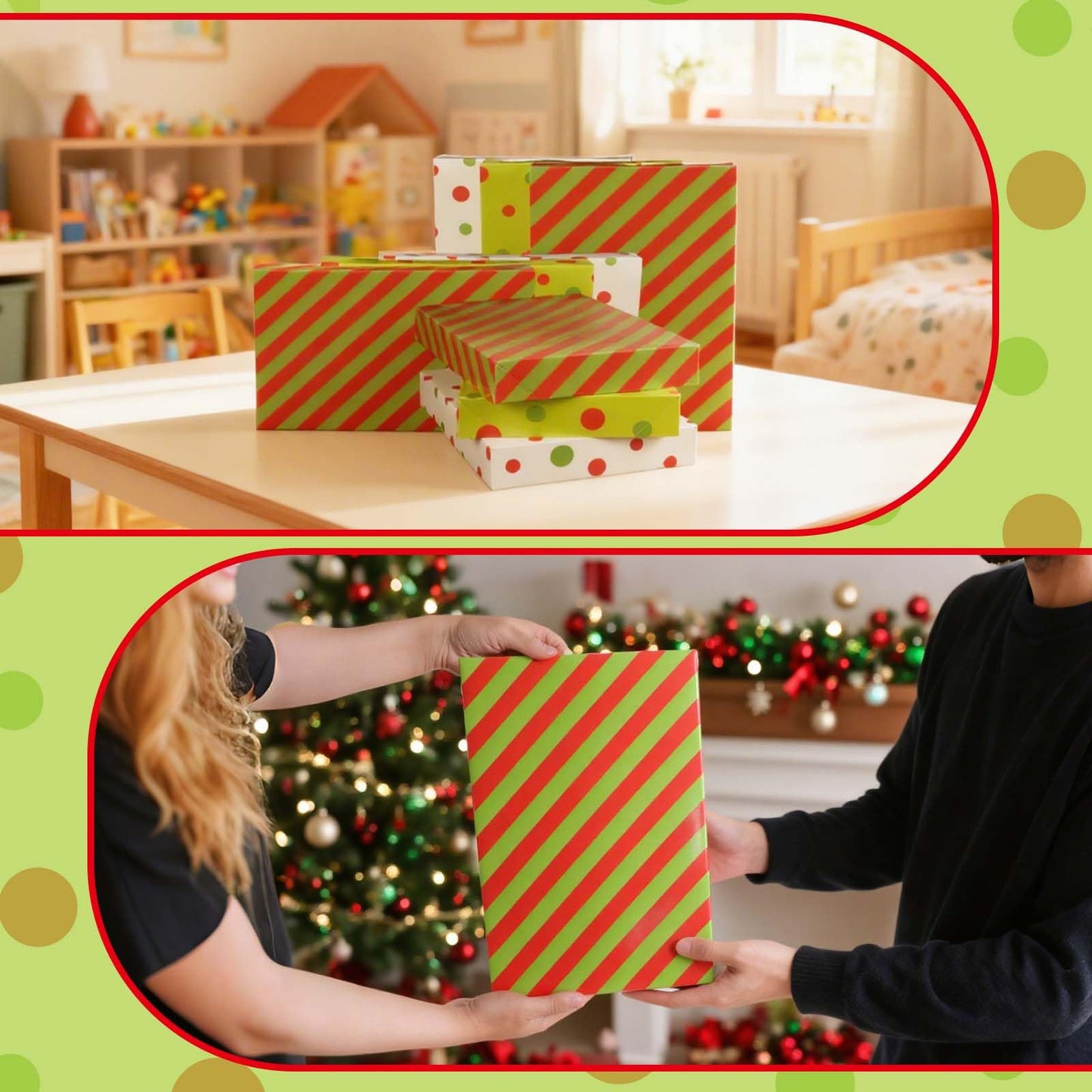 Cayivran 12Pcs Christmas Gift Boxes,14.5 * 9.5 * 2Inch Medium Clothes Gift Boxes With Lids,3 Designs Red Green White Shirt Box,Apply To Birthday Party Valentine's Day Wedding Christmas Thanksgiving