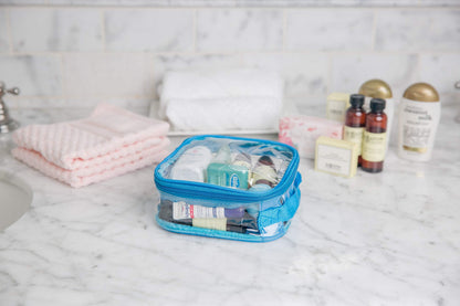 EzPacking Clear TSA Approved 3-1-1 Travel Toiletry Bag for Carry On/Quart Size Transparent Liquids Pouch for Airport Security/Reusable See Through Vinyl & PVC Plastic Organizer Men Women (Turquoise)
