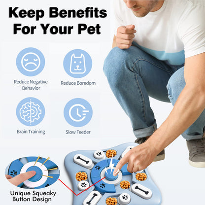 XIGOU Interactive Dog Puzzle Toy for Large, Medium, Small Smart Dogs - Enrichment and Mental Stimulation for Training - Treat Chew Gifts for Dogs Puppies & Cats (Sky Blue)