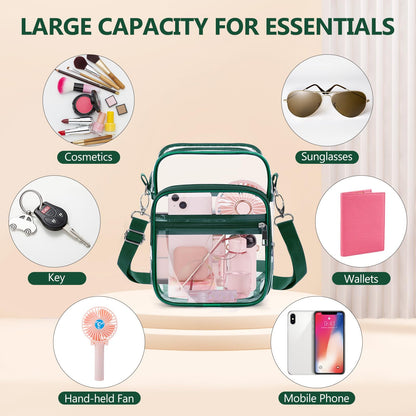 Blvornl Clear Crossbody Bag with Adjustable Shoulder Strap, Stadium Approved PVC Purse Bag, Messenger Bag