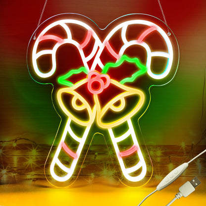 KHK Christmas Stick Neon Signs for Wall Decor Xmas LED Christmas Hat LED Sign, USB Powered Dimmable Switch for Indoor Party Kids Bedroom Wedding Bar Pub Club Birthday Party Gift(15 * 13in)