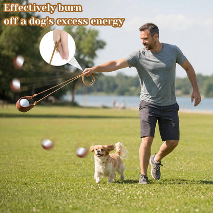Teyva Daily 2pcs Leather Shepherd Sling Handmade Paracord Shepherds Old Fashioned Slingshot Tennis Ball Thrower for Outdoor Sports Recreation(Breathable Fold,Brown)